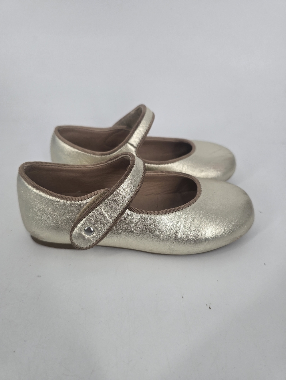 Old Soles Girl's Lady Jane Gold Leather Mary Jane Flats Size 26 US 9.5 Toddler